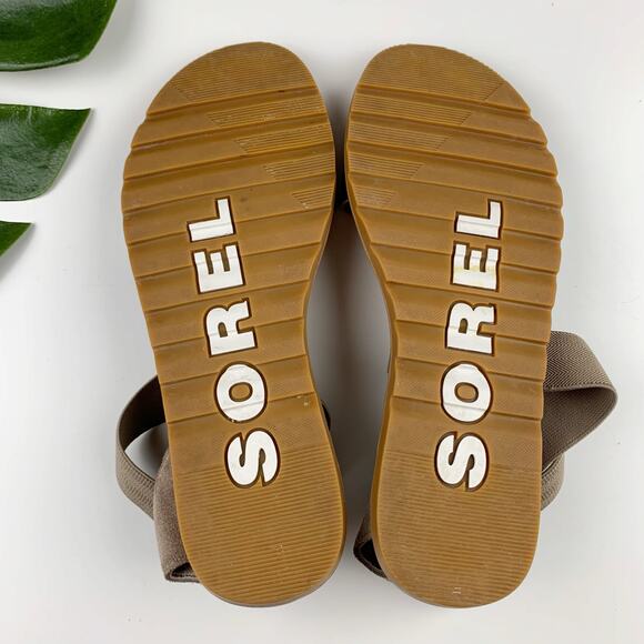 Sorel Ella II Sandals Brown Metallic Grey Strappy Flats Women's 8 - Picture 9 of 9